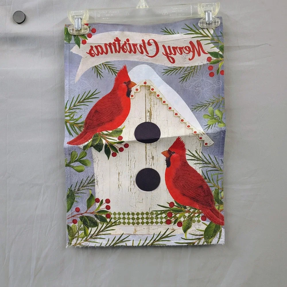 Briarwood Lane‎ Merry Christmas Cardinals Birdhouse Garden Flag 12x18 two Sided